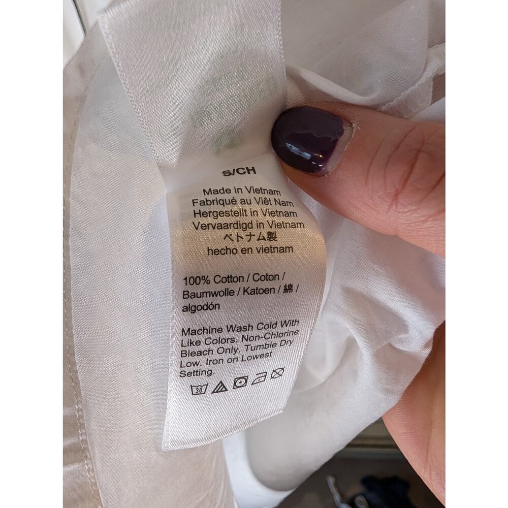 J.Crew Re-Imagined White Navy Piping End-on-End Sleep Shirt Nightgown NWT Small - Picture 8 of 10